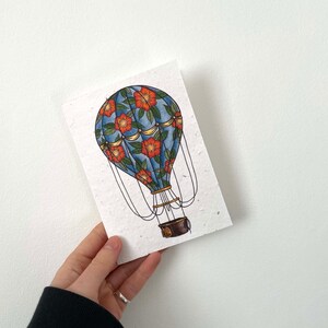Carte de ballon d'art chaud - salutations de graines plantables - tatouage Flash Art graines de fleurs sauvages alternative cadeau écologique durable