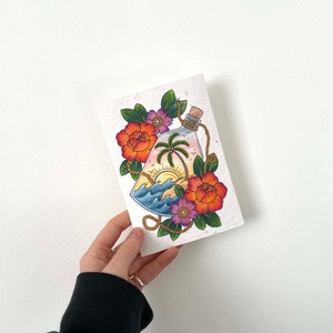 Carte de voeux de graines à planter - Tattoo Flash Art - Paradise Bottle Wildflower Seeds Alternative Sustainable Eco Friendly Gift