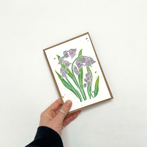 Cartão de felicitações de sementes de flores silvestres plantáveis - flor de primavera Lino impressão arte alternativa única sustentável eco amigável presente