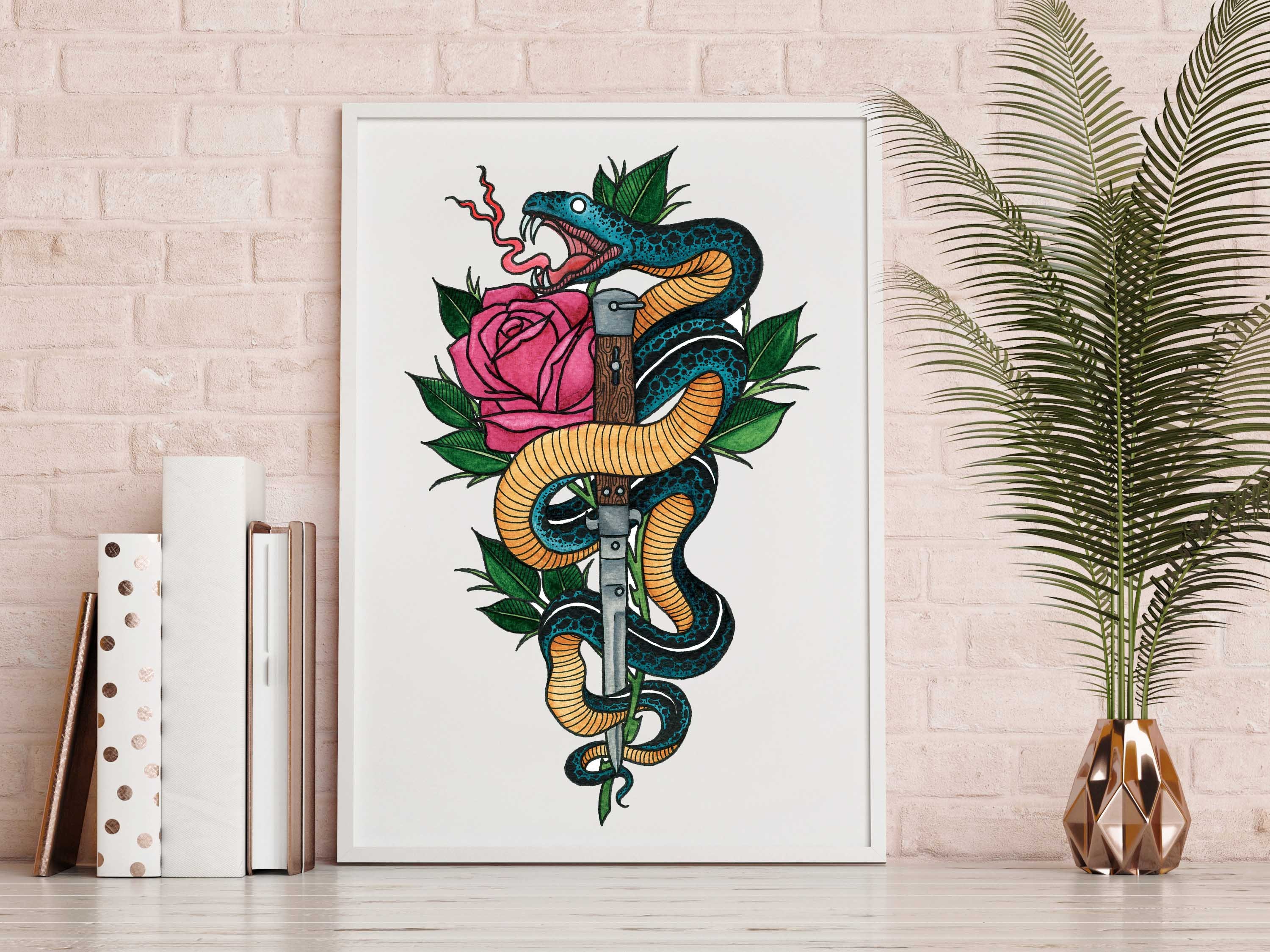 Snake and Rose Tattoo Traditional - wide 3