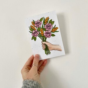 Carte de graines plantables - Valentines Greetings Eco Friendly Design - Tattoo Flash Flower Bouquet, Alternative Mothers Day Maman Grands-parents Cadeau