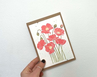 Plantable Seed Card - Poppy Remembrance Day Sunday Greetings A6 - Eco Friendly Floral Design - Wildflower, Mother Mum Grandparents Gift