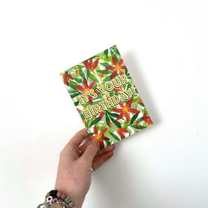 Carte de voeux de graines de fleurs sauvages à planter - Joyeux anniversaire Floral Tropical Art Unique Alternative Durable Eco Friendly Gift