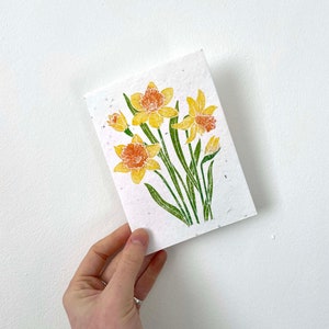 Pflanzliche Samen Karte - Narzisse Osterfrühlingsgrüße A6 - Umweltfreundliches Blumenmuster - Wildblume, Muttertagsgeschenk