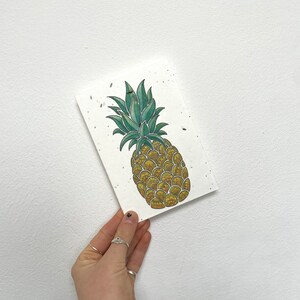 Carte de graines à planter - Salutations ensemencées A6 - Conception de fruits d'ananas respectueux de l'environnement - Graines de fleurs sauvages, cadeau de bonne chance Alternative durable
