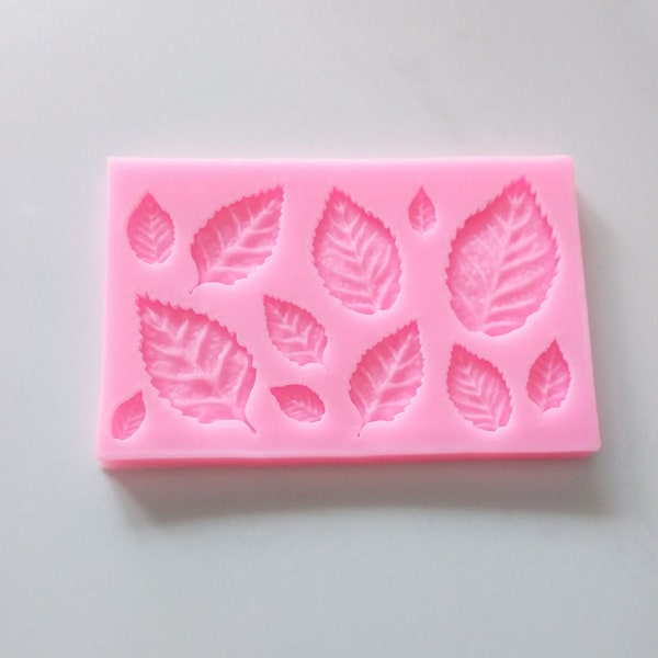 Leaf Mold, Silicone,Pink Silicone Mold, 12 Sizes for Polymer Clay,Fondant,Sugar Craft,Cupcakes,Cake Decorating.