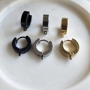 Chunky Stainless Steel Huggie Hoops: 12mm, 5 Pairs