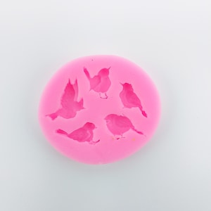 5 Small Bird Shapes, Small Silicone Mold, Pink Silicone, Resin Mold , DIY Jewelry Molds, Fondant Mold, Polymer Clay Molds.