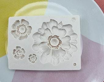 Silicone Mold, Poppy Flower Mold , 5 Sizes Polymer Clay Molds, Fondant Molds Resin, Dangle Earring Molds , Floral Molds , Poppy Flowers.