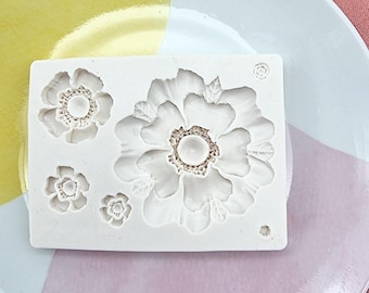 Silicone Mold, Poppy Flower Mold , 5 Sizes Polymer Clay Molds, Fondant Molds Resin, Dangle Earring Molds , Floral Molds , Poppy Flowers.