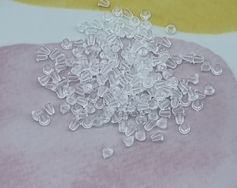 Small Soft Silicone Earring Backs, Bullet Backs 200 pieces , Earring Backs, Earring Plug, Rubber Earring Stoppers,Findings.