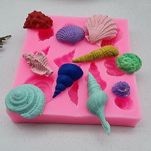 Seashell Silicone Mold 10  Shapes, Small Seashell Mold, Sea Themed , Polymer Clay mold ,Resin Mold, Chocolate ,Fondant mold,Silicone Moulds.