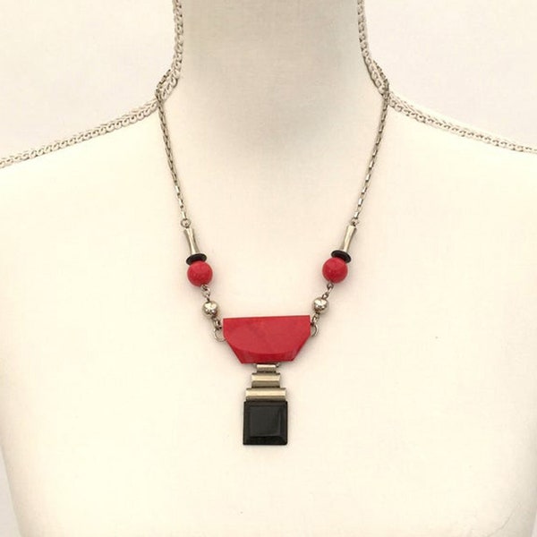 1930s Jakob Bengel style necklace Art Deco modernist Galalith Germany