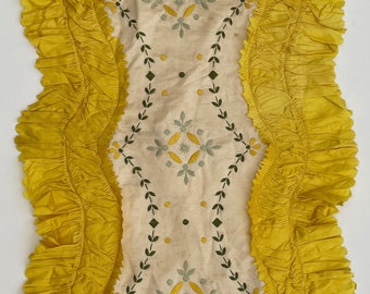 Victorian embroidered silk runner antique textile