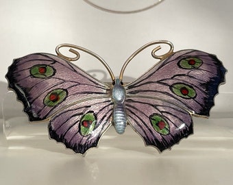 DAVID-ANDERSEN ノルウェー 蝶 ブローチ  シルバー925 David-andersen Norway Sterling 925S Guilloché Enamel