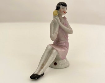 1920s half doll ceramic lady antique