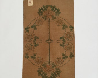 Antique Liberty & Co textile panel Art Nouveau early 20th century deadstock fabric with original label