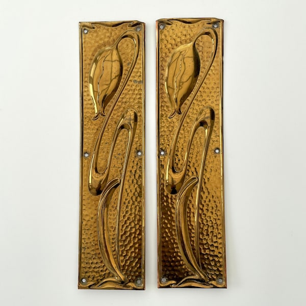 Pair Art Nouveau door finger plates antique