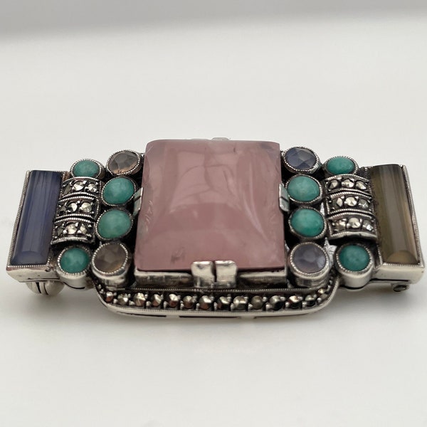 Antique Art Deco silver brooch attributed to Theodore Fahrner