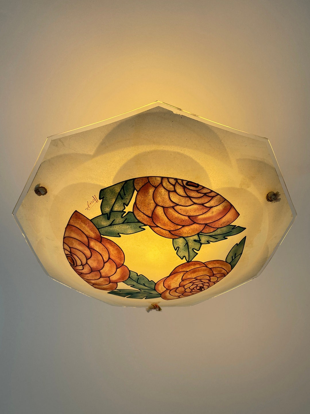 Art Deco Ceiling Light Shade Plaffonier Antique Vintage Etsy