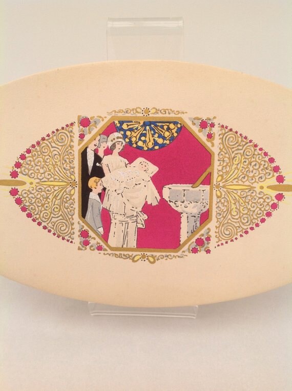 Image of 1920S Box Art Deco Christening Present Vintage Antique
