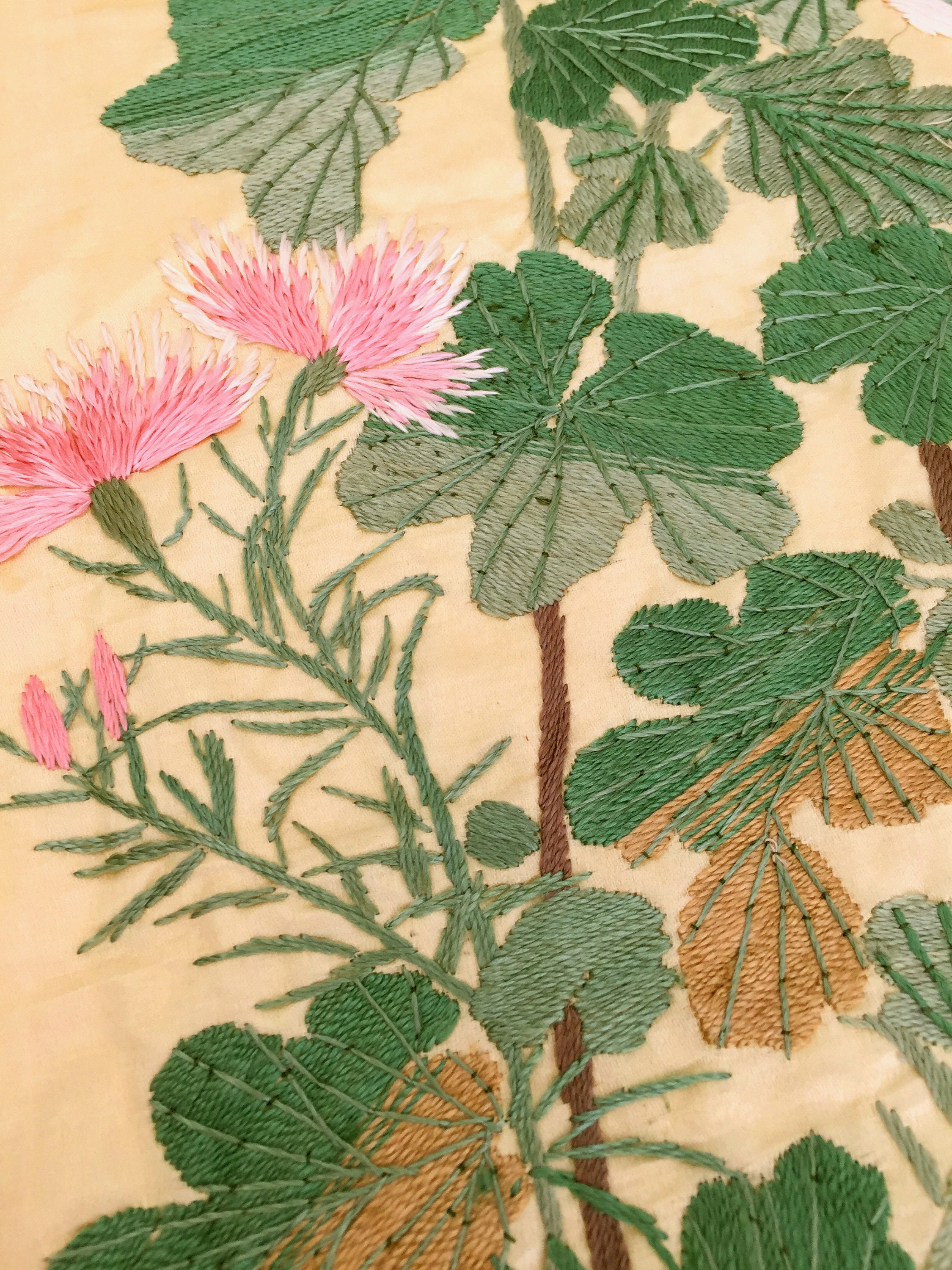 Antique Silk Embroidered Fabric Wall Hanging Japanese With Etsy