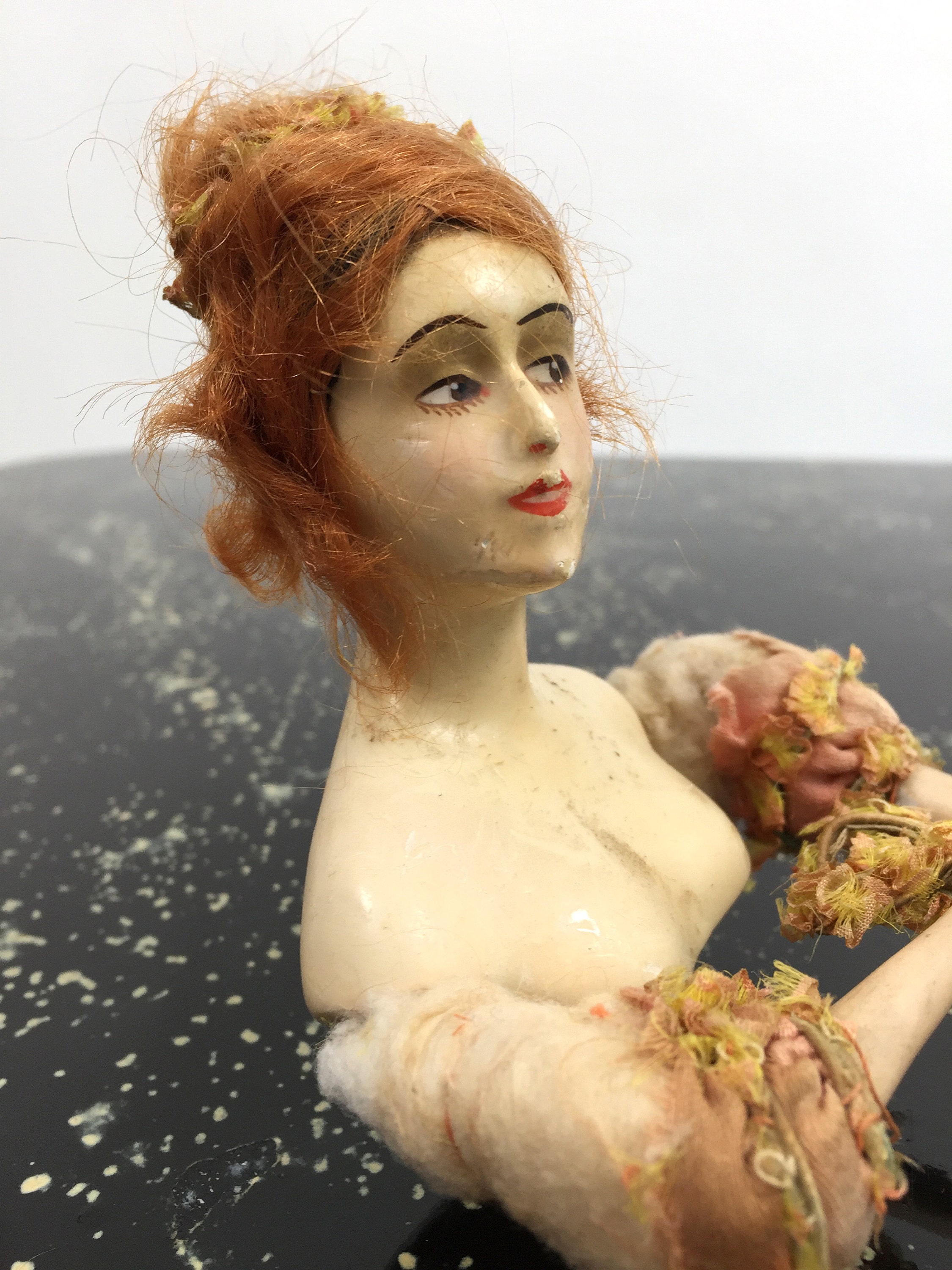 Image of 1920S Wax Half Doll Vintage Antique