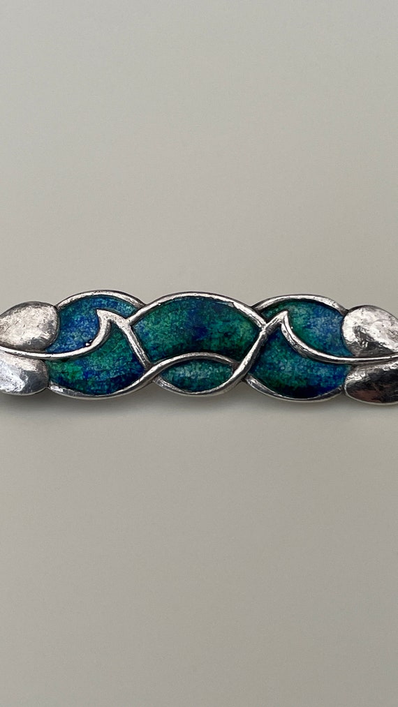 Antique silver and enamel brooch Arts and Crafts … - image 8