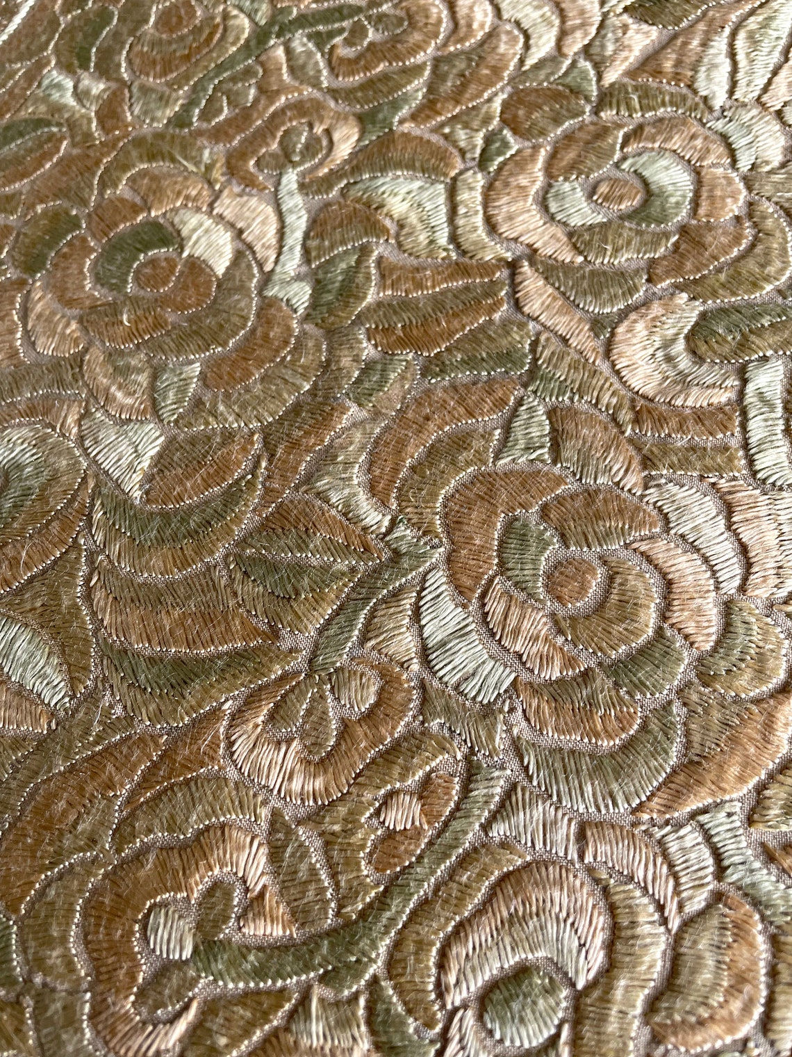 Antique Bed Cover in Raw Silk Embroidered Etsy UK