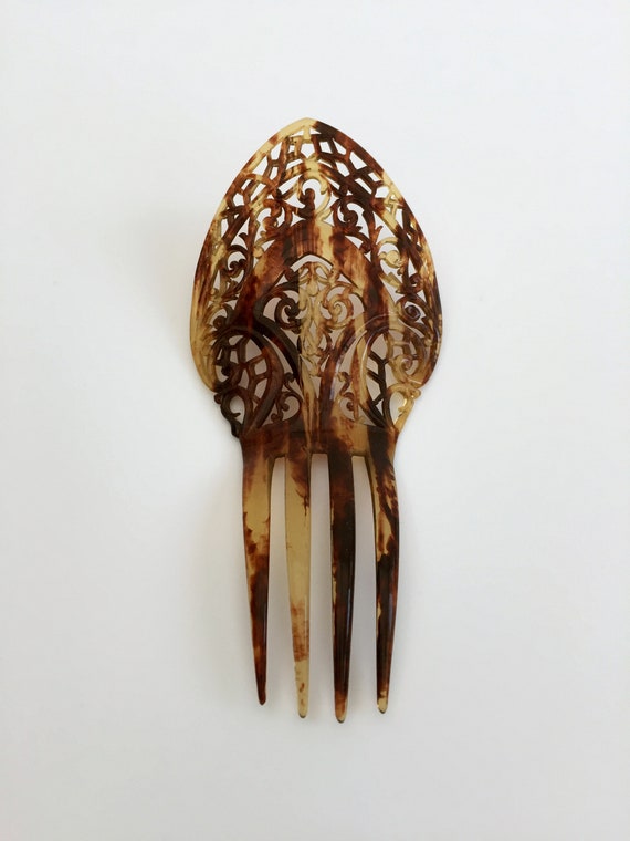 Celluloid antique hair comb - image 5