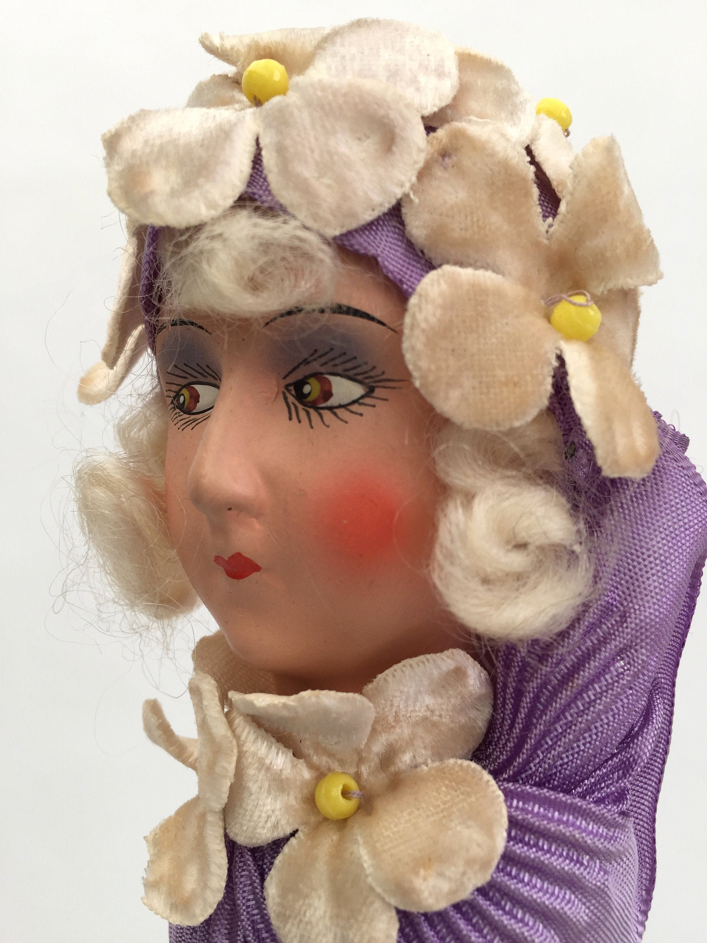 Image of 1920S Hat Stand Flapper Girl Doll Vintage Antique Art Deco
