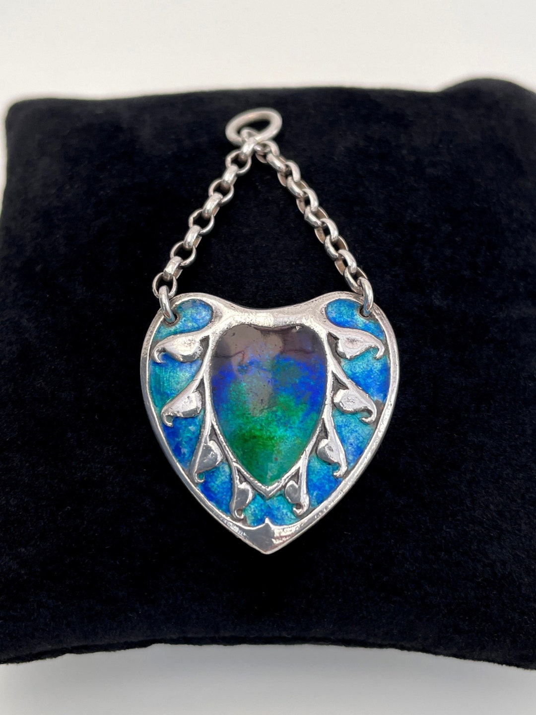 Antique Pendant Silver and Enamel Art Nouveau - Etsy
