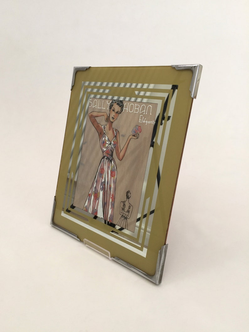 1920s Picture Photo Frame Art Deco Glass Antique Vintage Mirror