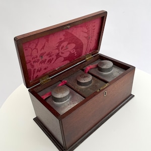 Antique Georgian tea caddy wooden box 18th century