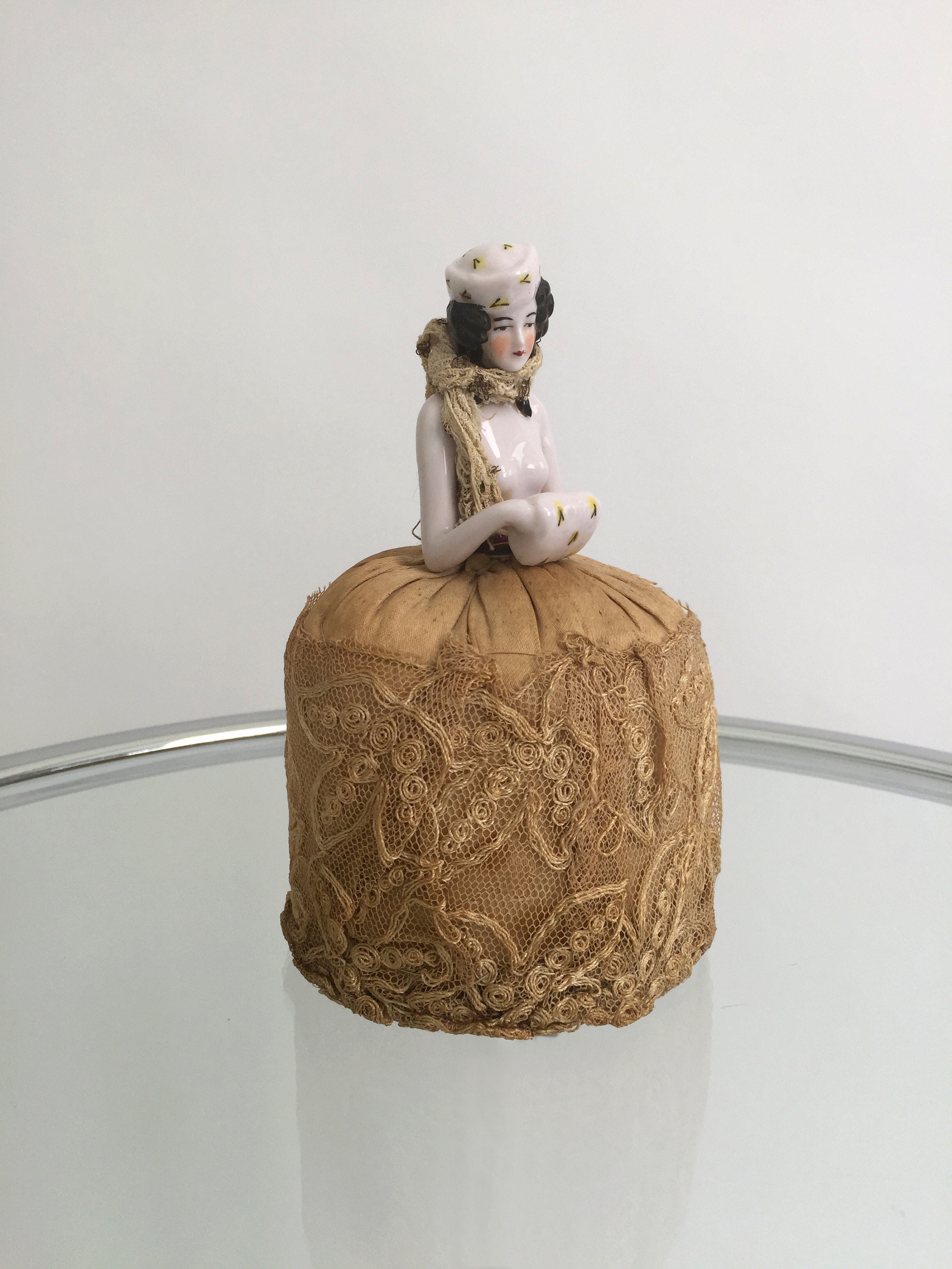 Image of 1920S Ceramic Half Doll Vintage Antique