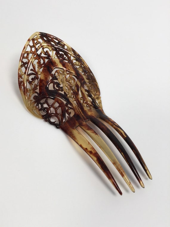 Celluloid antique hair comb - image 2