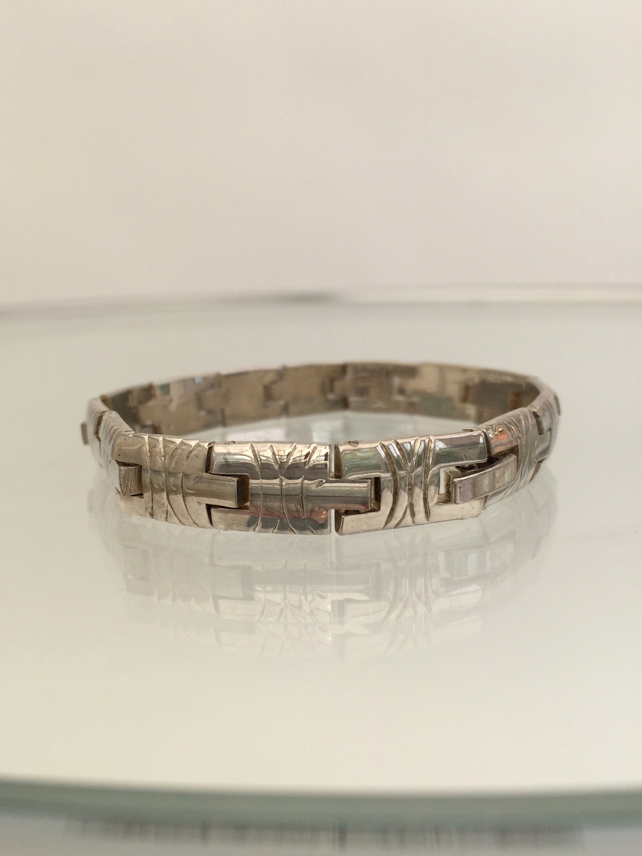 Bracelet Moderniste En Argent Massif - Design Années 60/70 - État Parfait - N°2