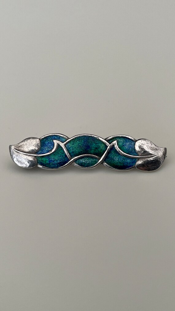 Antique silver and enamel brooch Arts and Crafts … - image 3