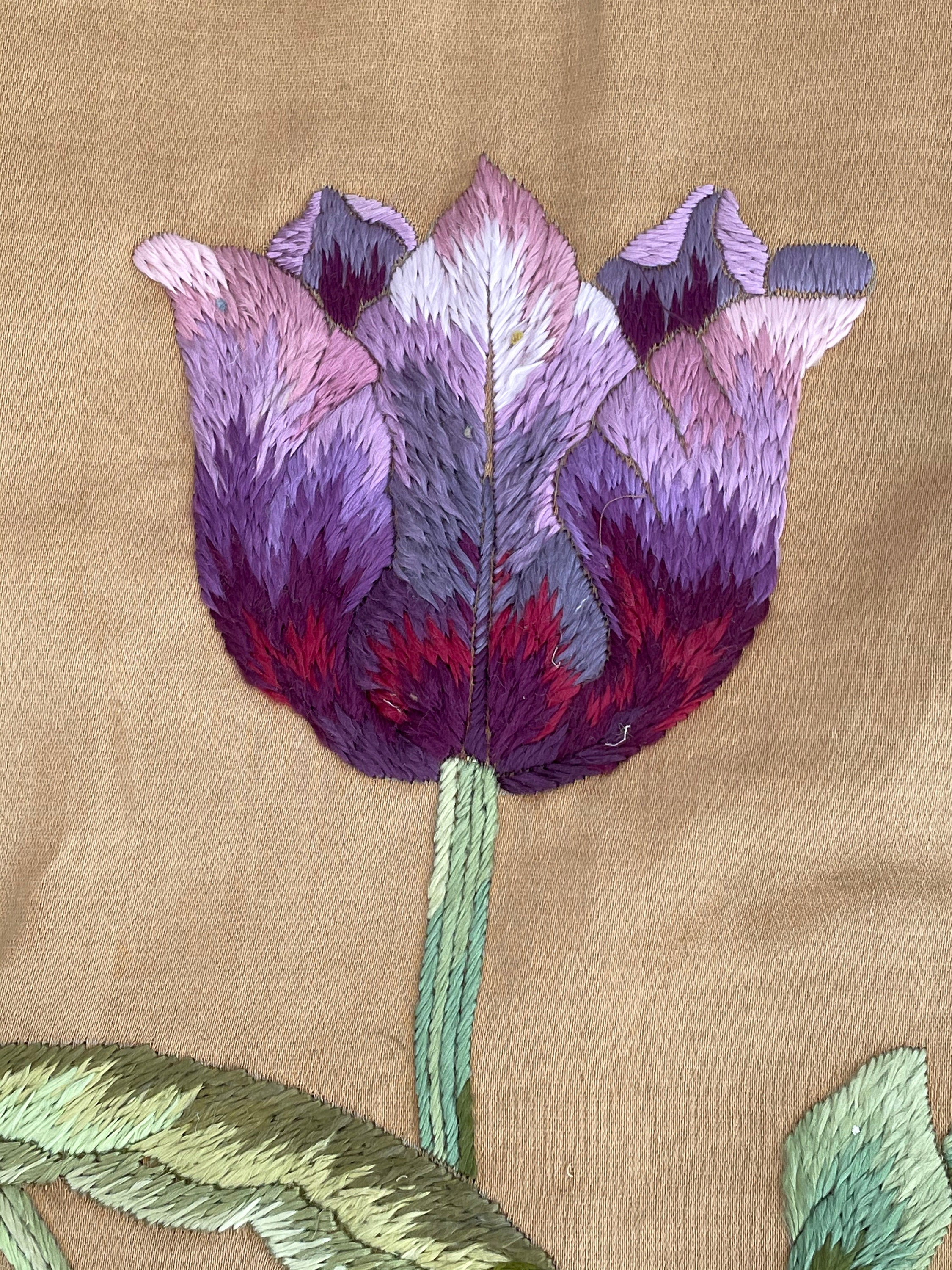 Vintage Embroidered Floral Wall Hanging Textile Panel Etsy