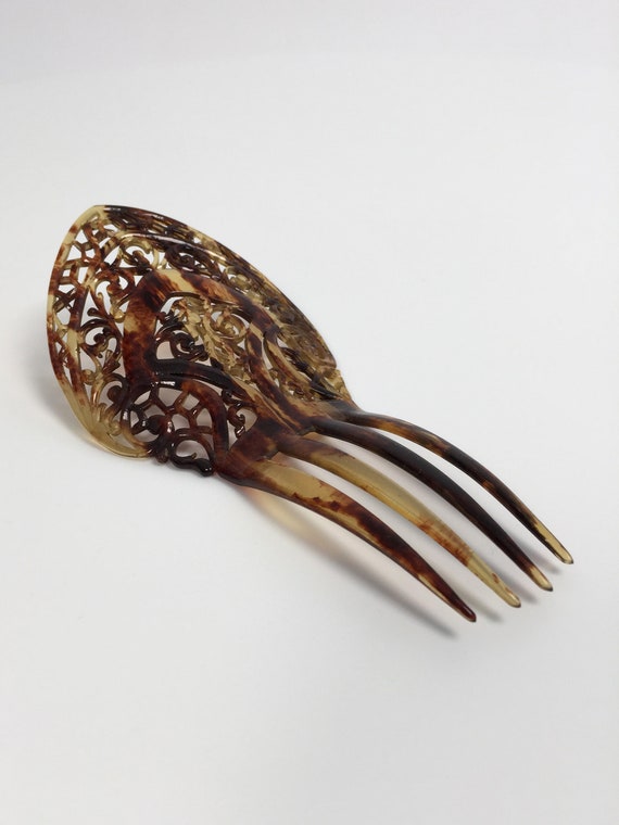 Celluloid antique hair comb - image 1