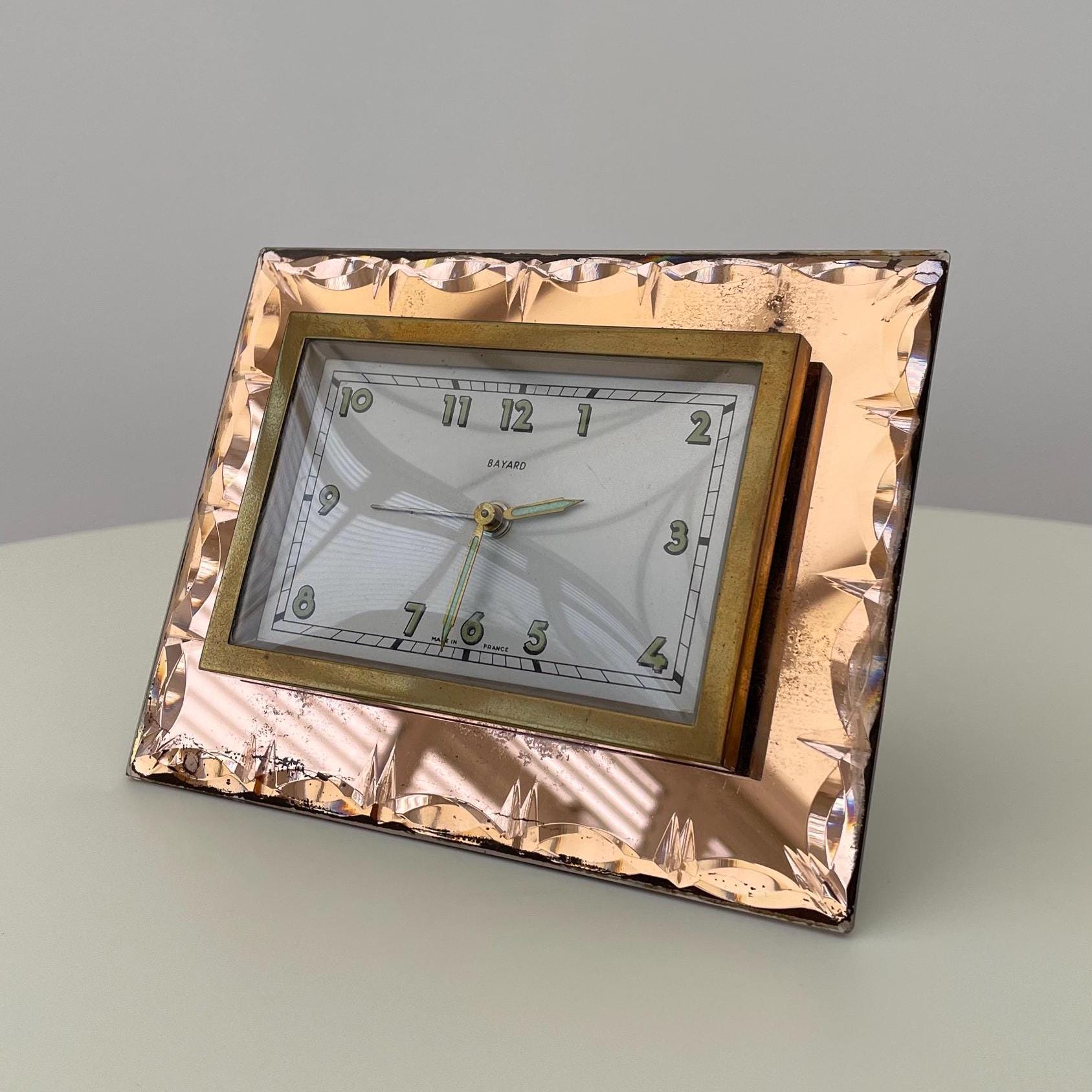 1920s Art Deco Clock Pink Glass Antique - Etsy