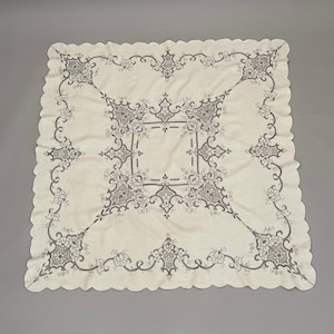 Antique table cloth hand embroidered linen