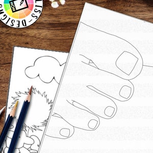 Printable Coloring Page, Nail Art Design, Practice, Worksheet, Pedicure, Instant Download