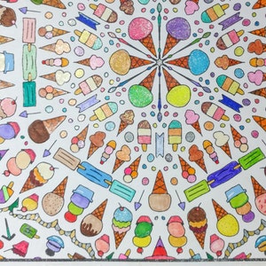 Printable Coloring Page, Ice Cream, Kids Printable Craft, Summer Coloring, Quiet Time Activity, Instant Download