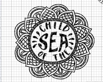 SVG, Child of the Sea, Cut File, Clip Art, Line Art, Template