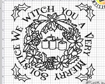 SVG, We Witch You A Merry Solstice, Winter Solstice, Wicca, Cut File, Clip Art, Line Art, Template