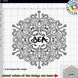 SVG, Child of the Sea 2, Cut File, Clip Art, Line Art, Template image 1