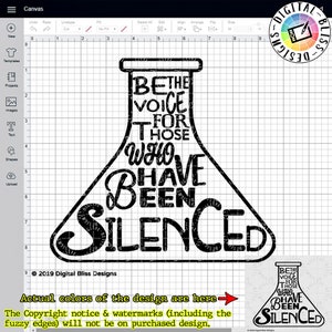 SVG, Be the Voice for Those Who Have Been Silenced, Cut File, Clip Art, Line Art, Template image 1