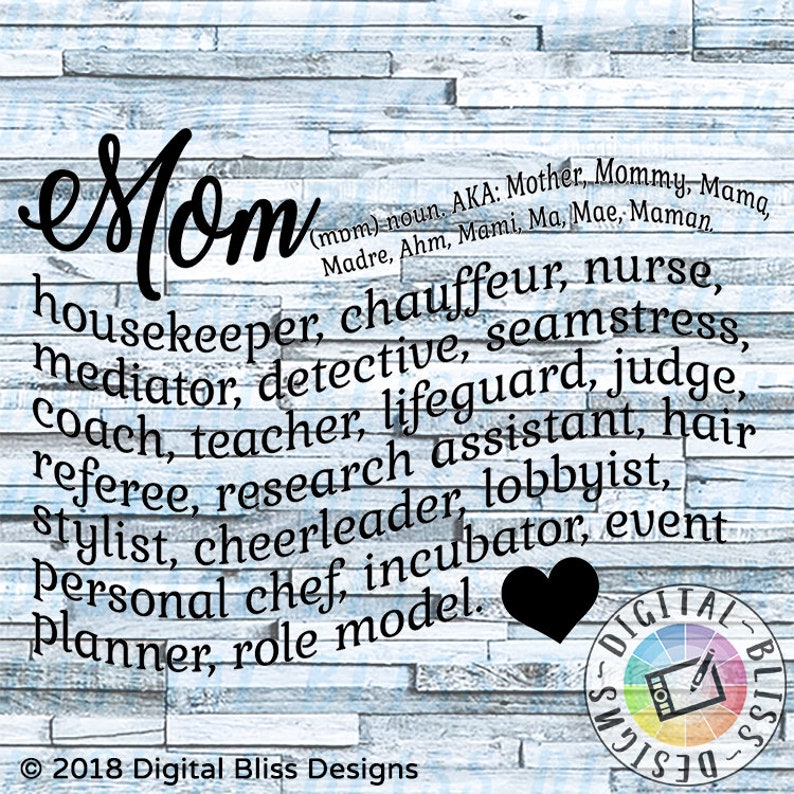 SVG, Definitions, Mom, Mother, Mommy, Mama, Cut File, Clip Art, Line Art, Template Mom03 image 2