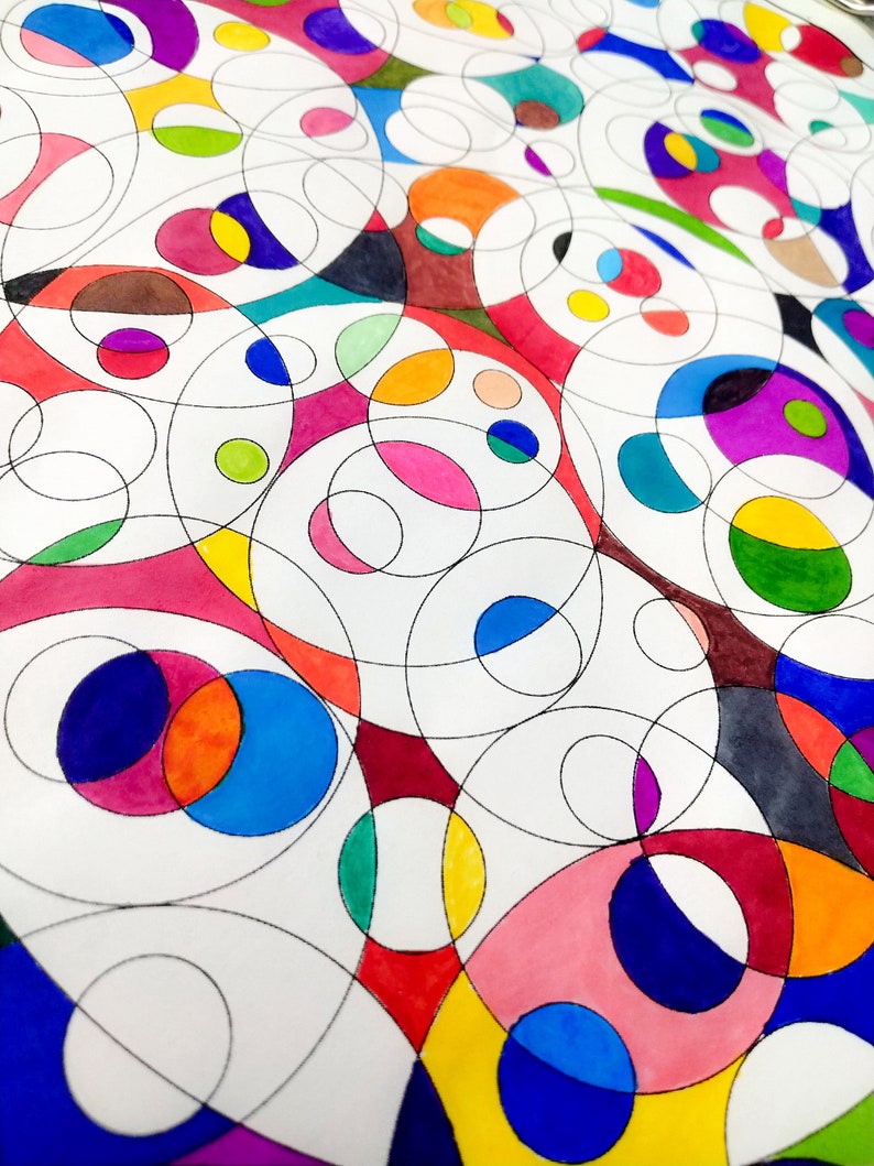 Printable Coloring Page, Circles, Kids Printable Craft, Adult Coloring ...